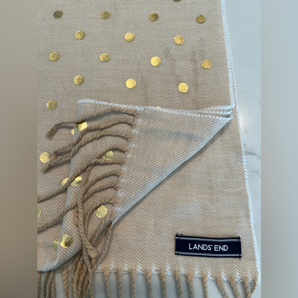 Scarf by LandsEnd Creme colored with Gold dots